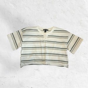 ivory olive green oversized crop tee